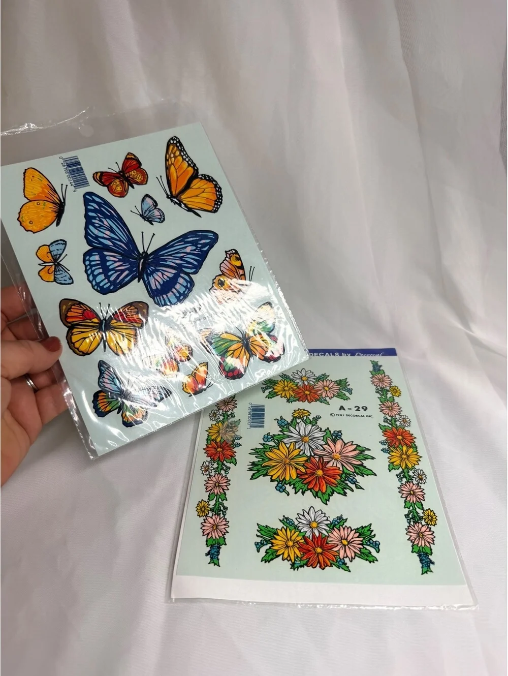 1980 1981 Vintage Decorcal Inc Butterfly and Flower Water Transfer Decals